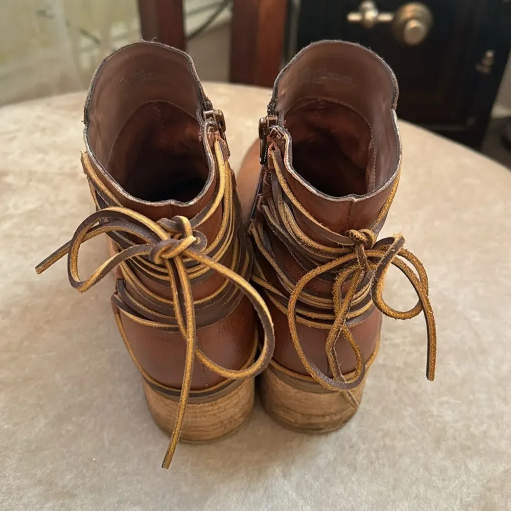 Leather Lace-Up Zip Side KORK’S Ankle Boots Sz 7.5